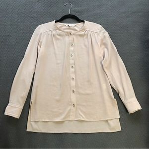 Trina Turk 100% Cotton Elegant Button Down Blouse Top Stone Tan Beige P